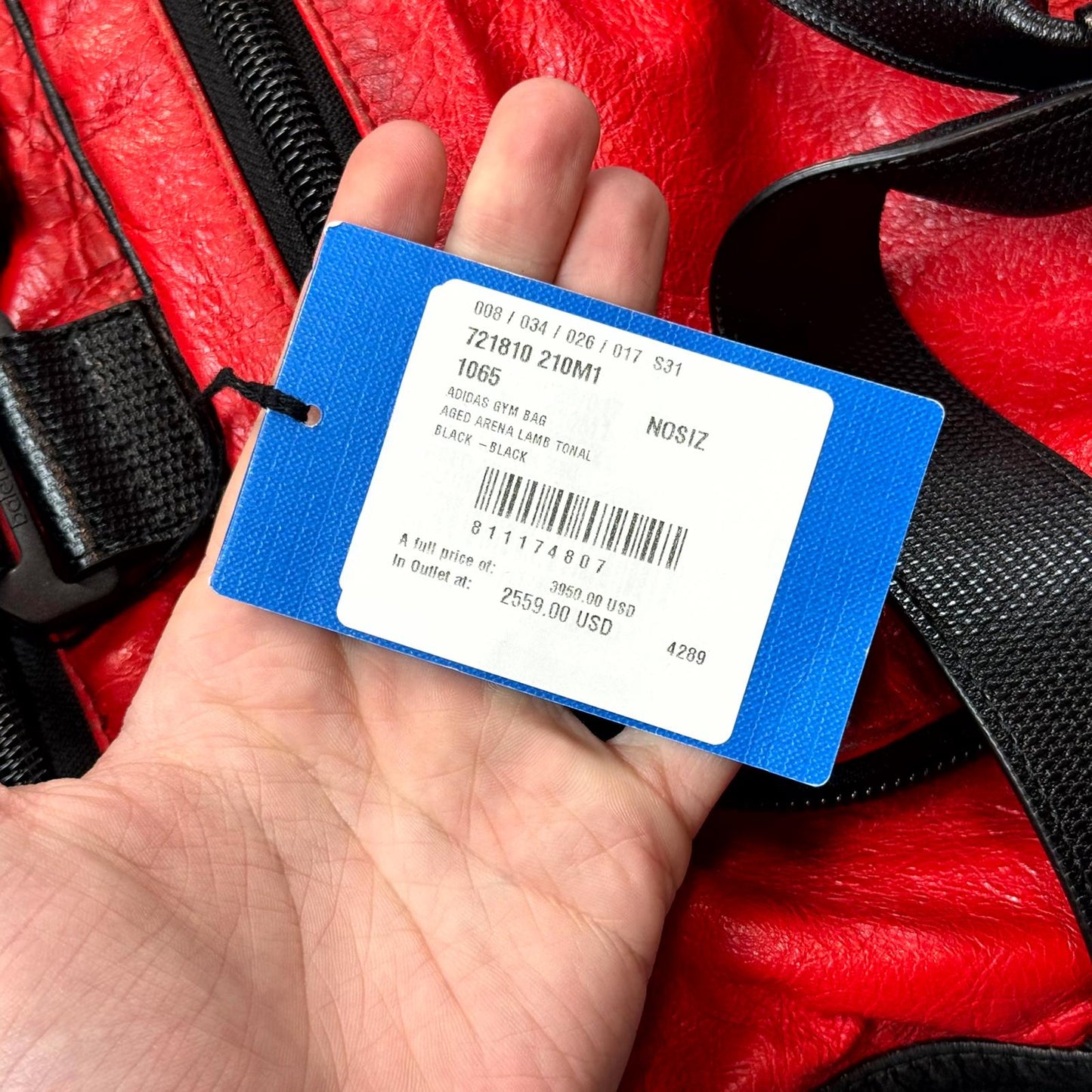 Balenciaga Adidas Trefoil Red Leather Duffel Bag