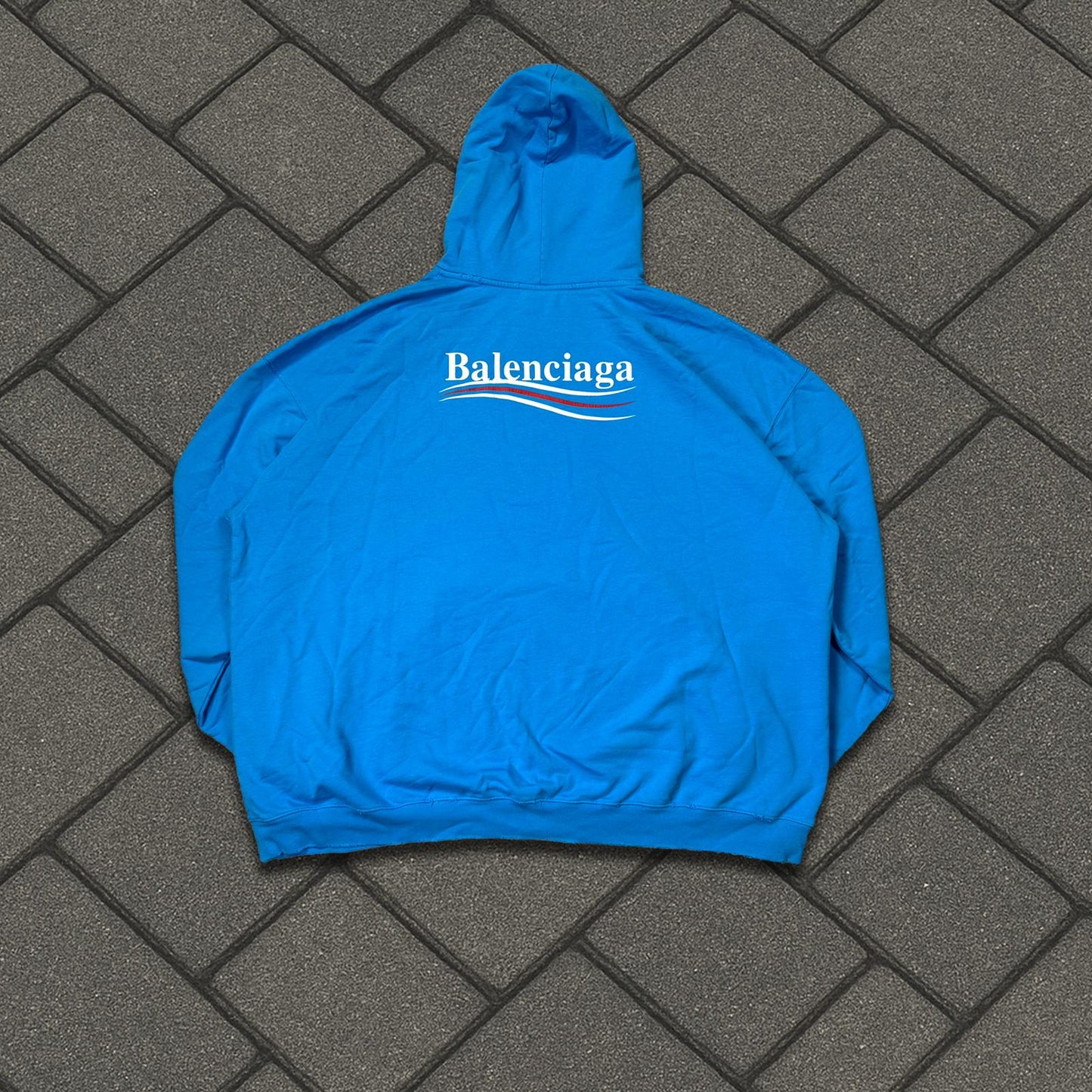 SS23 Balenciaga Blue Distressed Campaign Hoodie