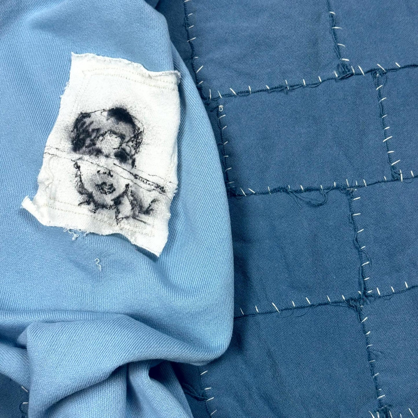 Miju Repairs Blue ‘Lost Youth’ Patchwork Crewneck