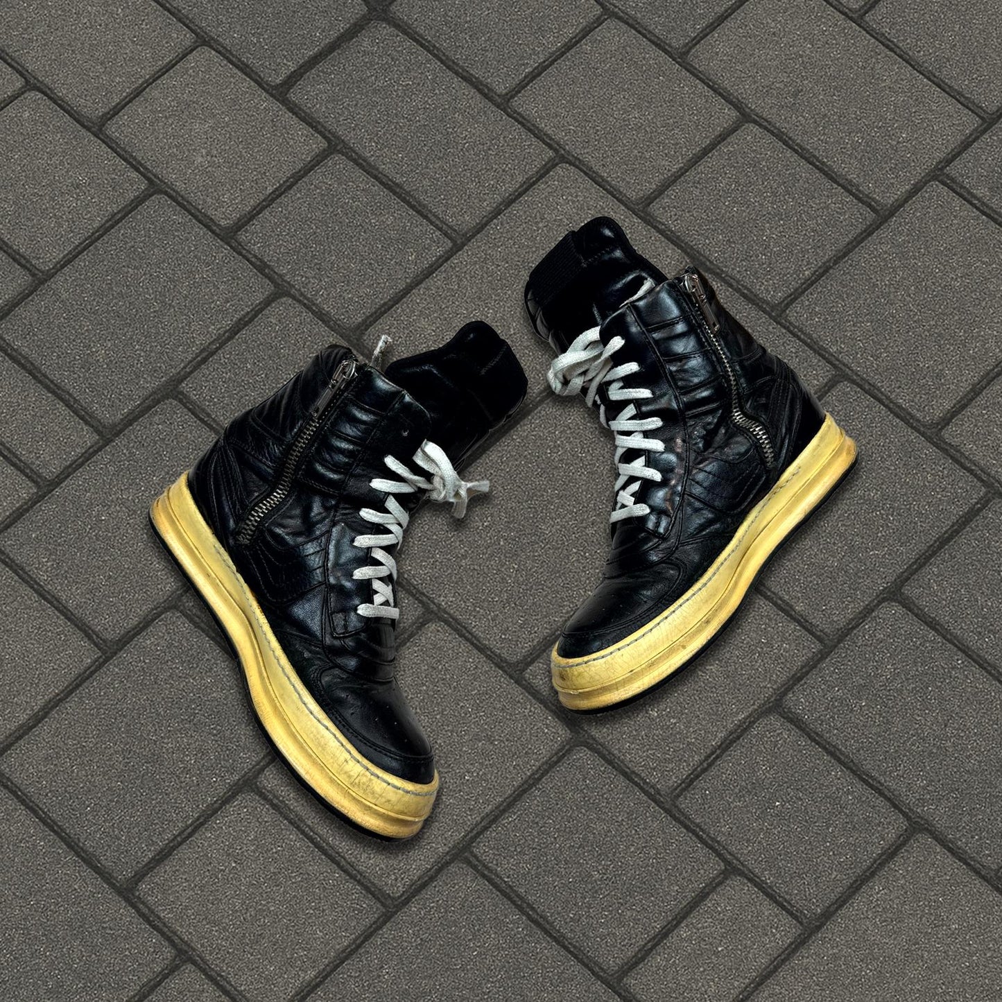 AW06 Rick Owens Black Leather Dunks