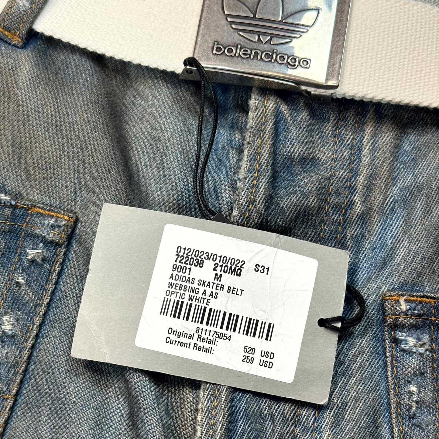 Balenciaga Adidas White Trefoil Belt