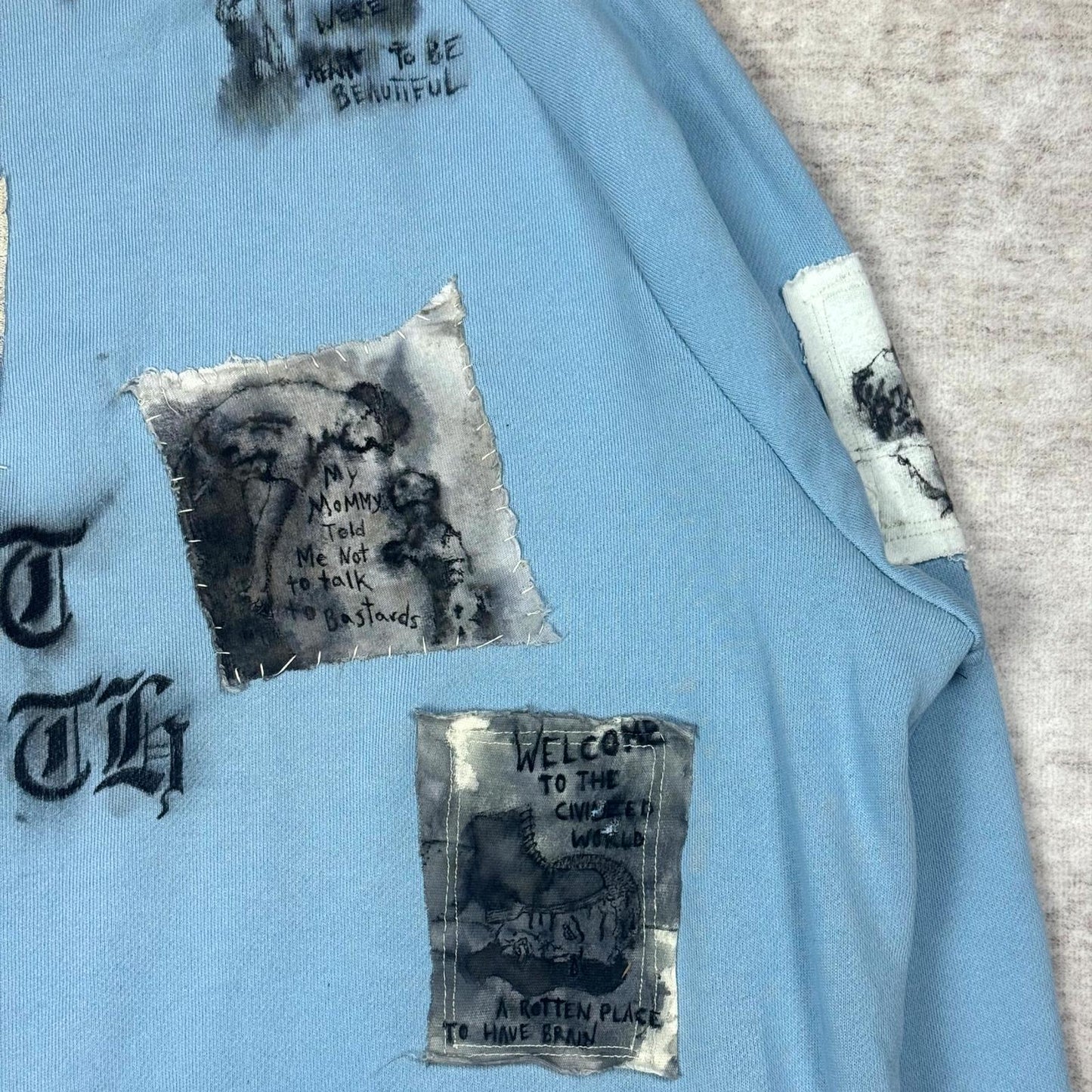 Miju Repairs Blue ‘Lost Youth’ Patchwork Crewneck