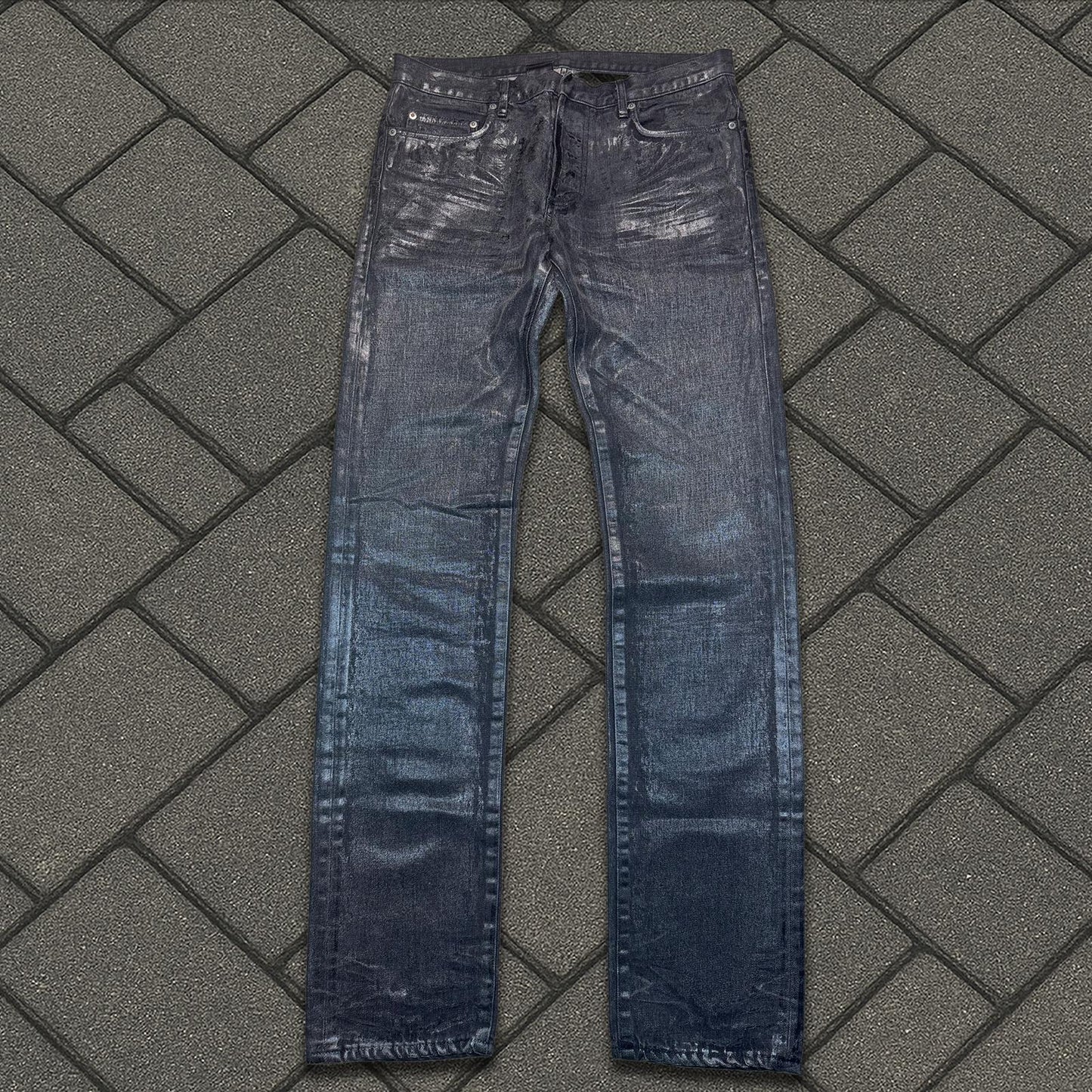 AW04 Dior Homme Black Luster Wax Denim