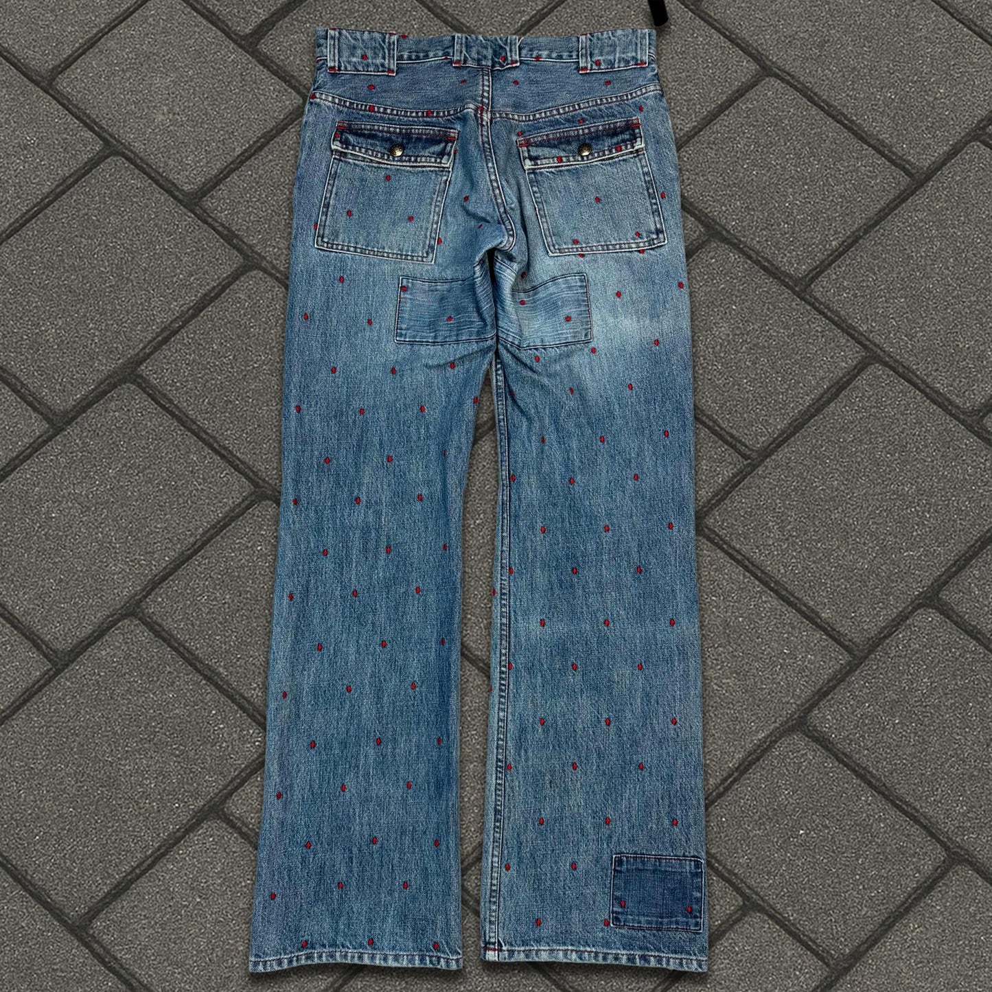 SS02 Undercover Polka Dot Flare Denim