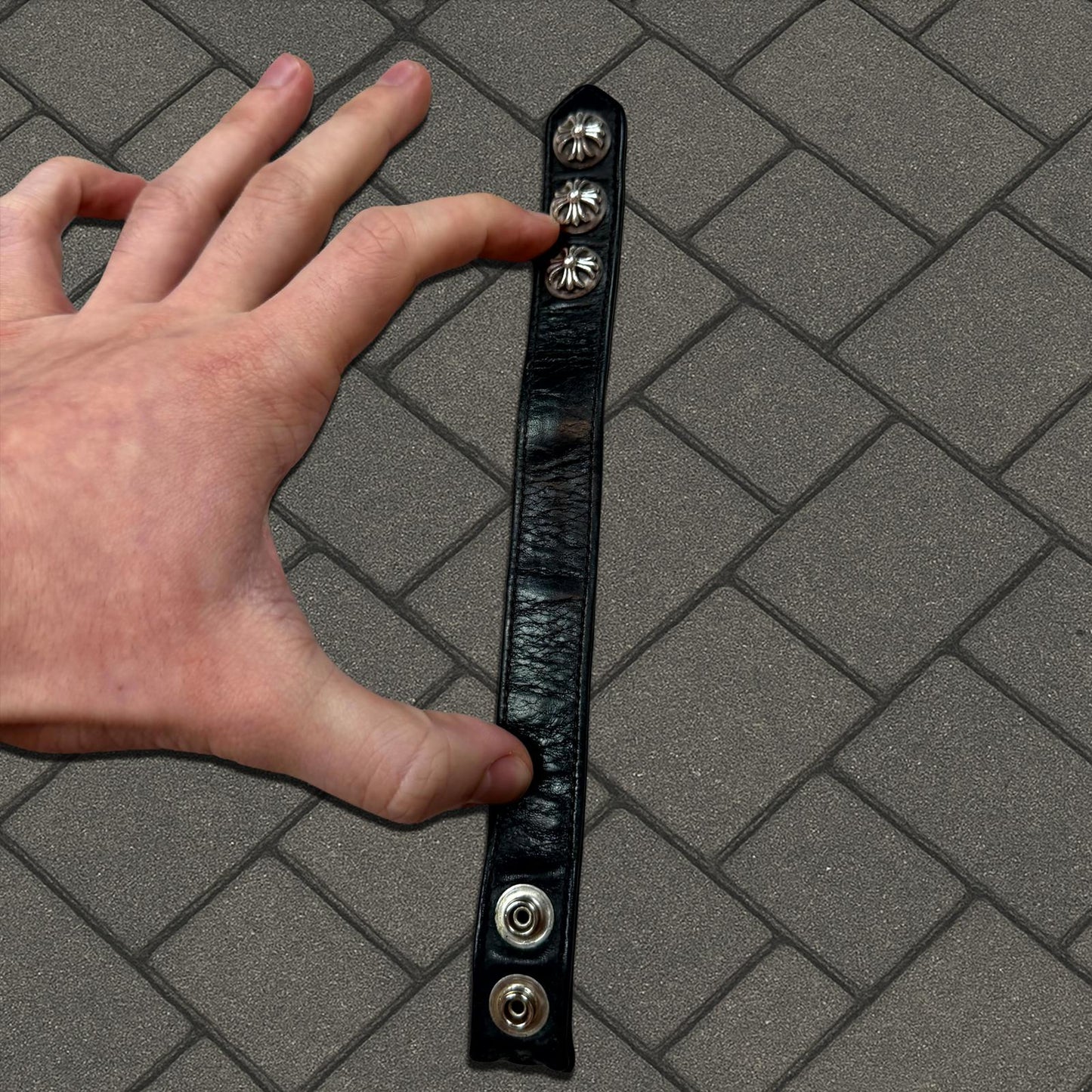 Chrome Hearts Black 3 Snap Bracelet