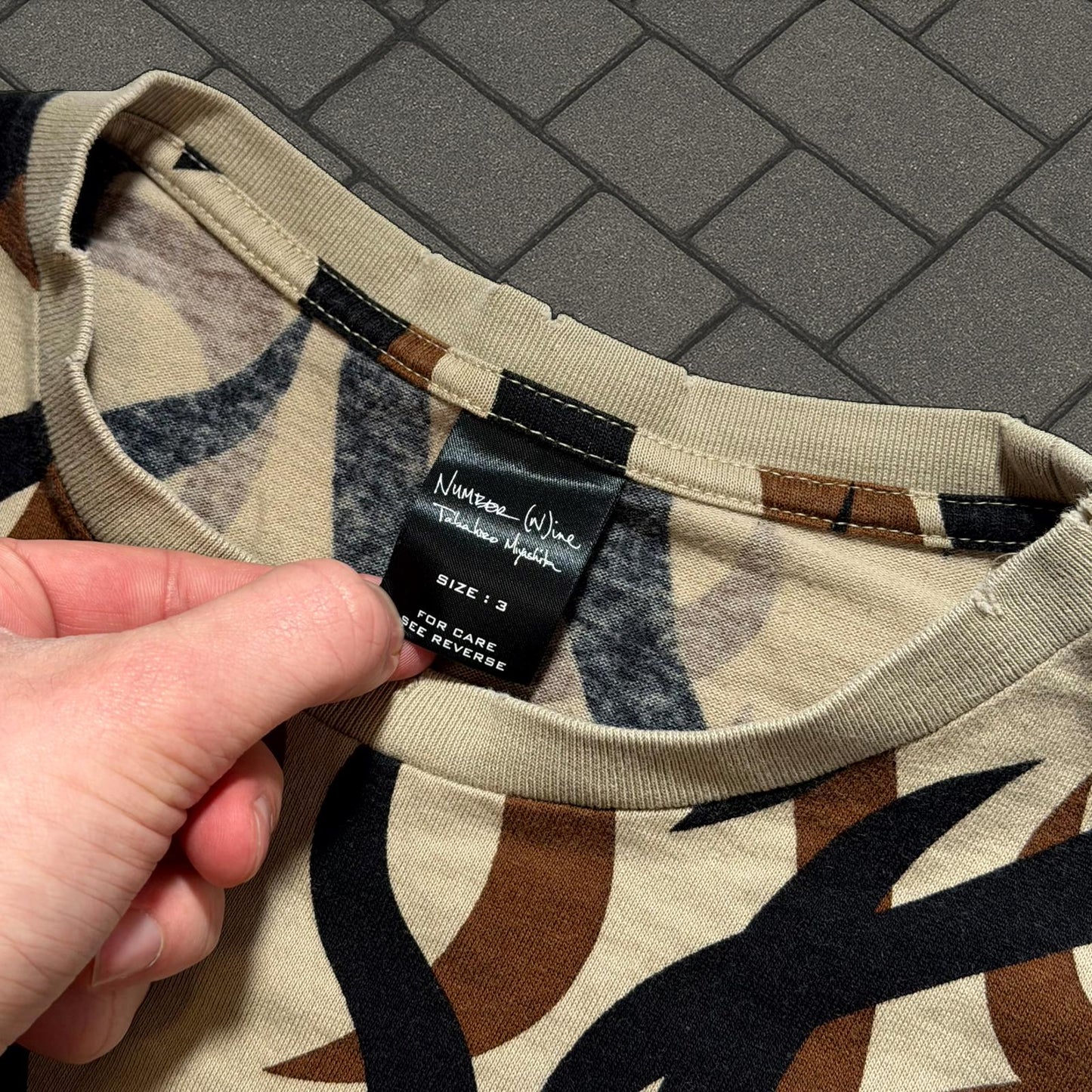 AW04 Number (N)ine Beige Tribal Tee