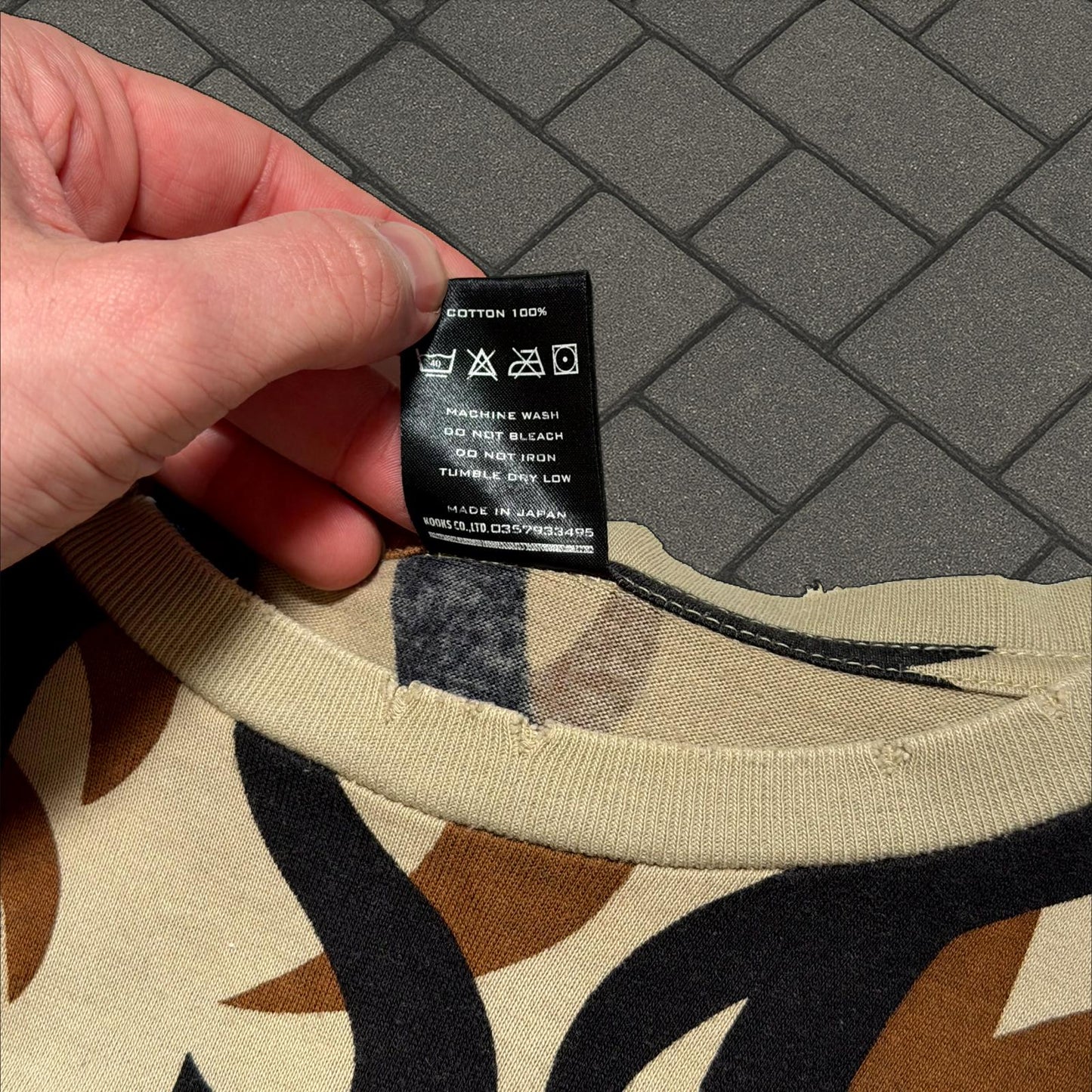 AW04 Number (N)ine Beige Tribal Tee