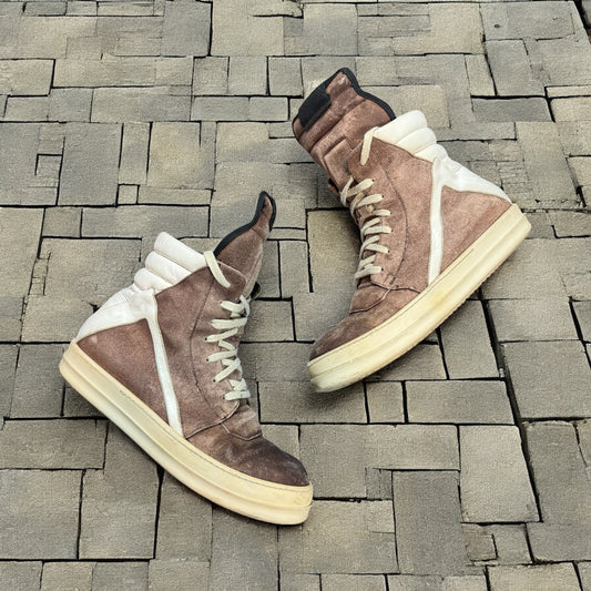 Rick Owens Brown Suede Geobaskets