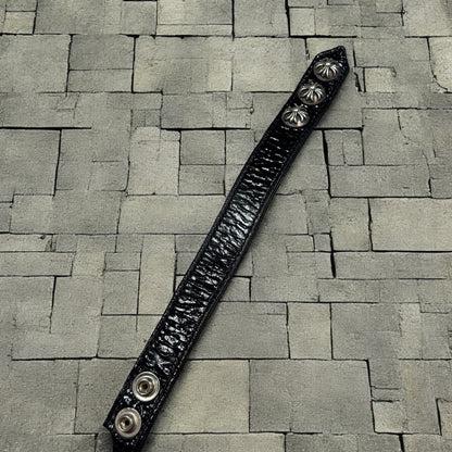 Chrome Hearts Patent Leather 3 Snap Bracelet