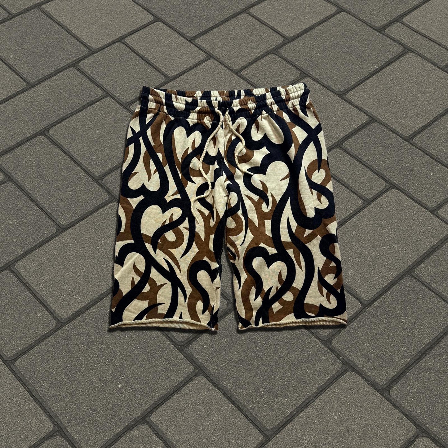 AW04 Number (N)ine Beige Tribal Camo Shorts