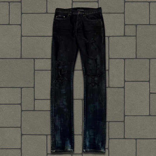 FW14 Saint Laurent Paris Oil Crash Denim