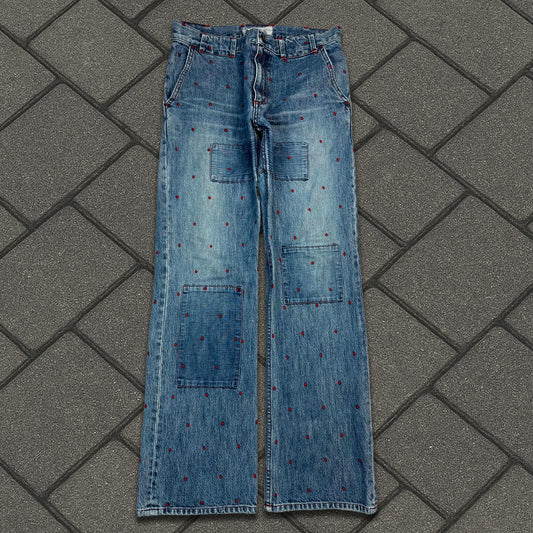 SS02 Undercover Polka Dot Flare Denim