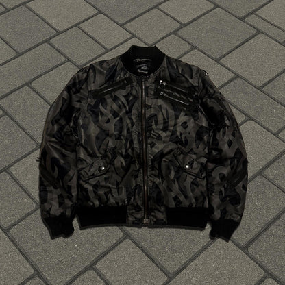 AW04 Number (N)ine Black Tribal Camo Bondage Bomber Jacket