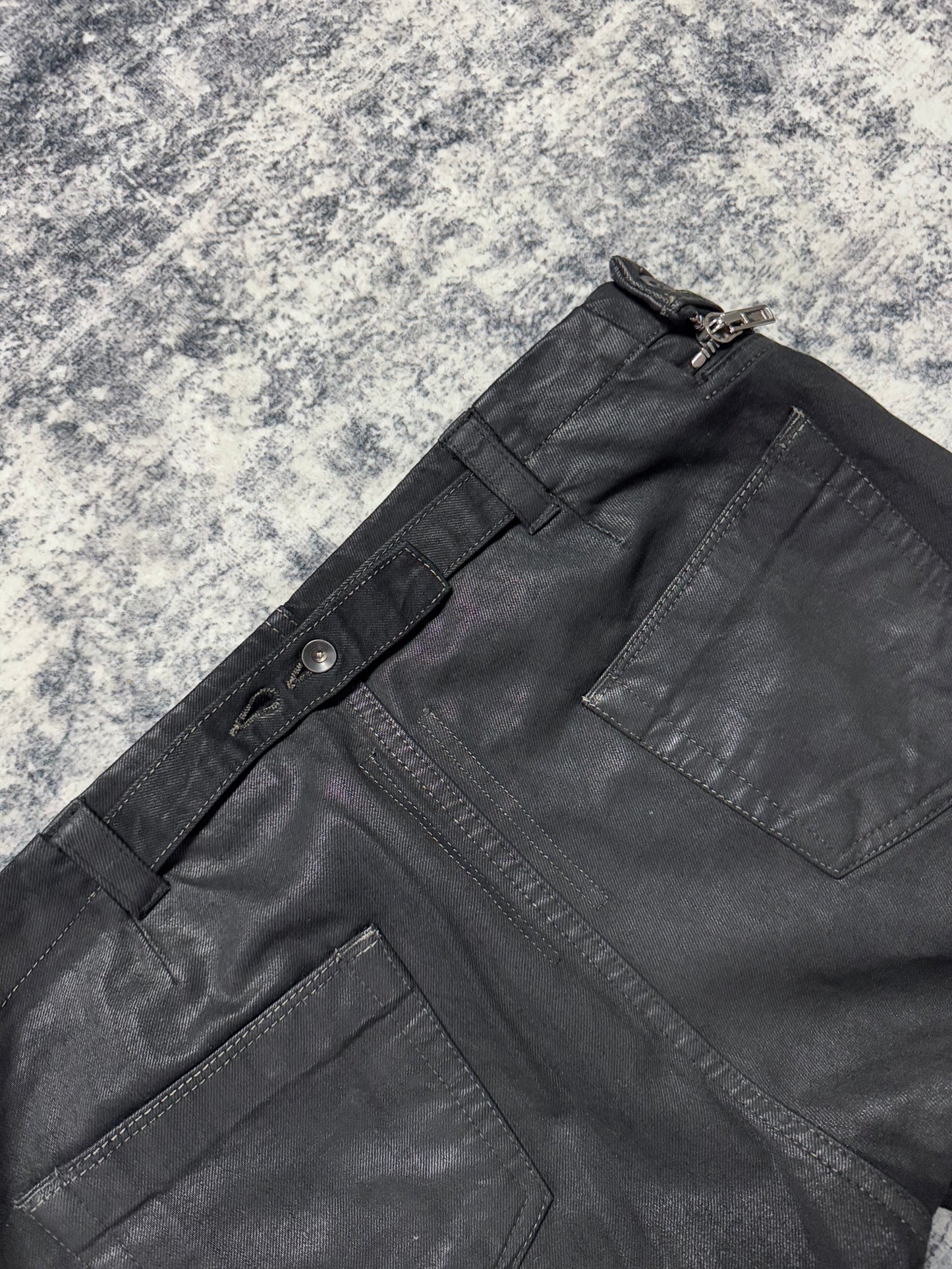 FW15 Rick Owens Black Waxed Aircut Denim