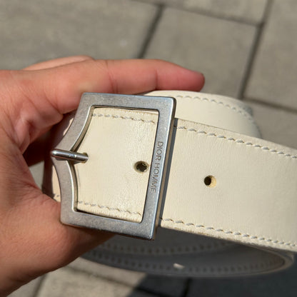 SS05 Dior Homme White Leather D Point Belt