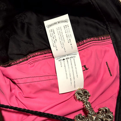 Chrome Hearts Brown Leather Knee Pink Cross Carpenter Pants