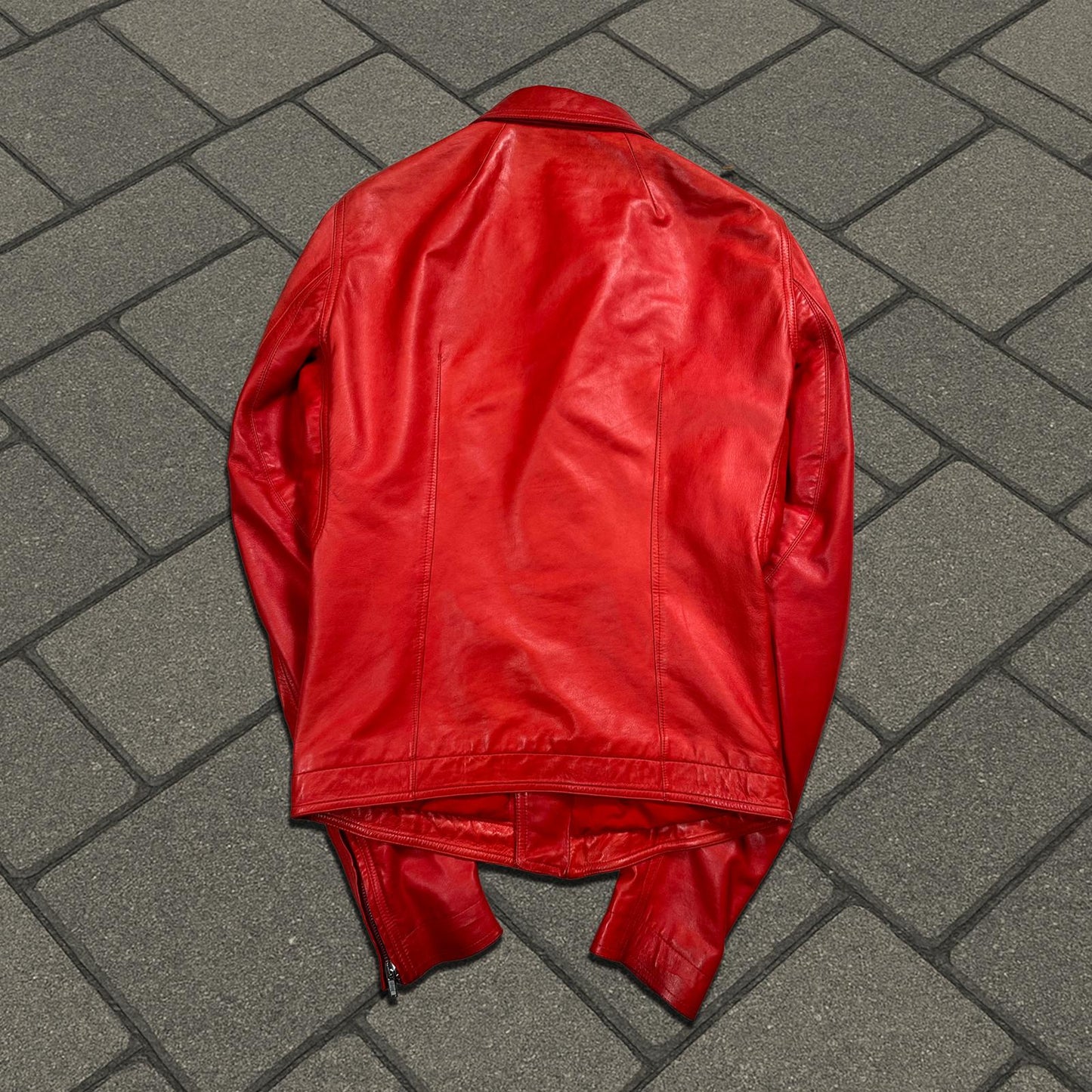 SS17 Rick Owens 'Walrus' Red Leather Stooges Jacket