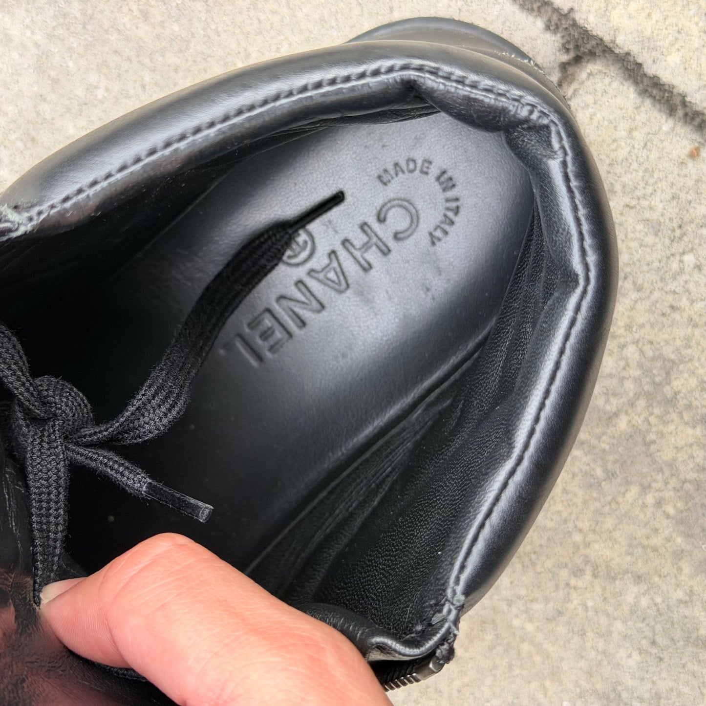Chanel CC Hightop Leather Sneaker