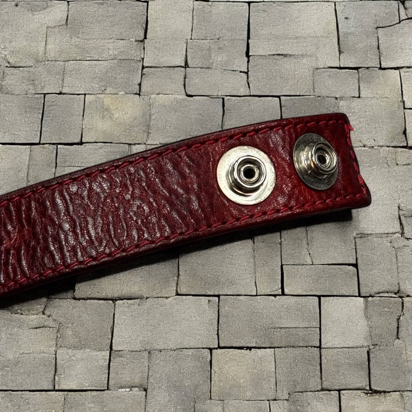 Chrome Hearts Red Heart 3 Snap Leather Bracelet