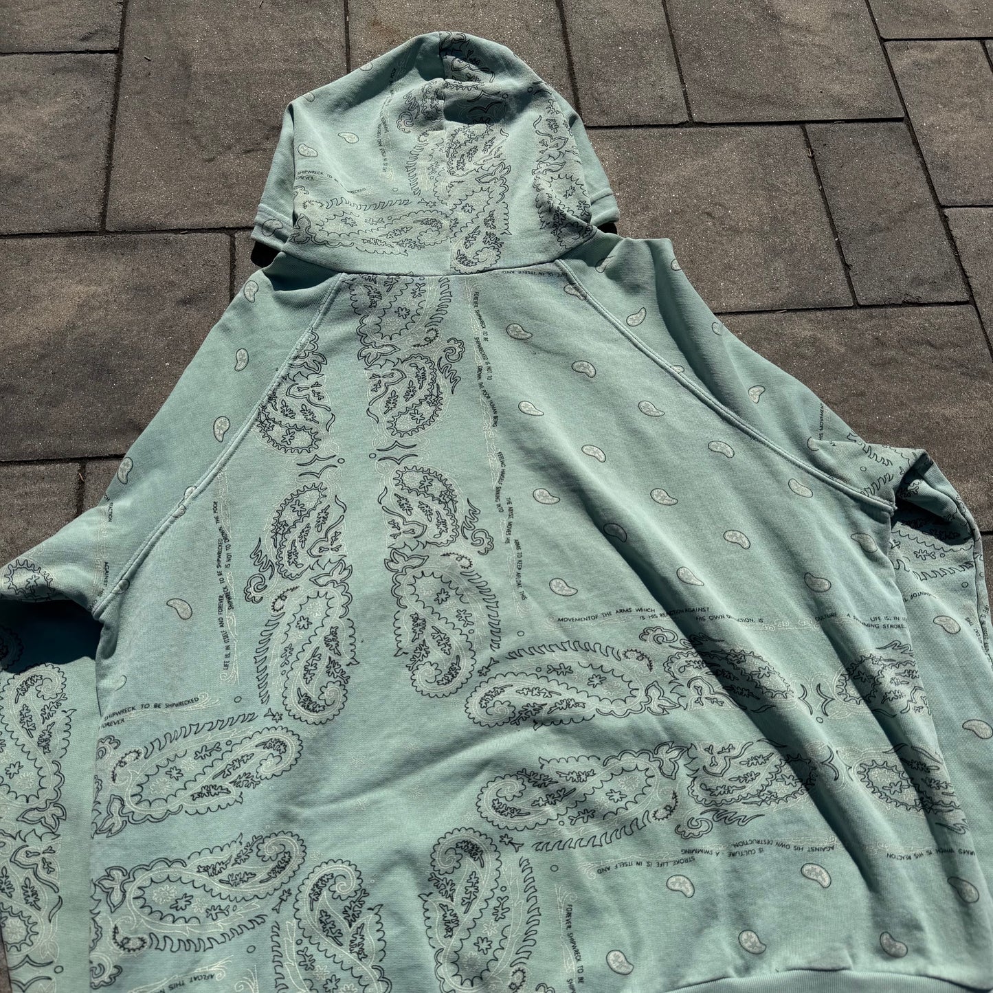 AW04 Raf Simons Mint Pocketless Paisley Hoodie