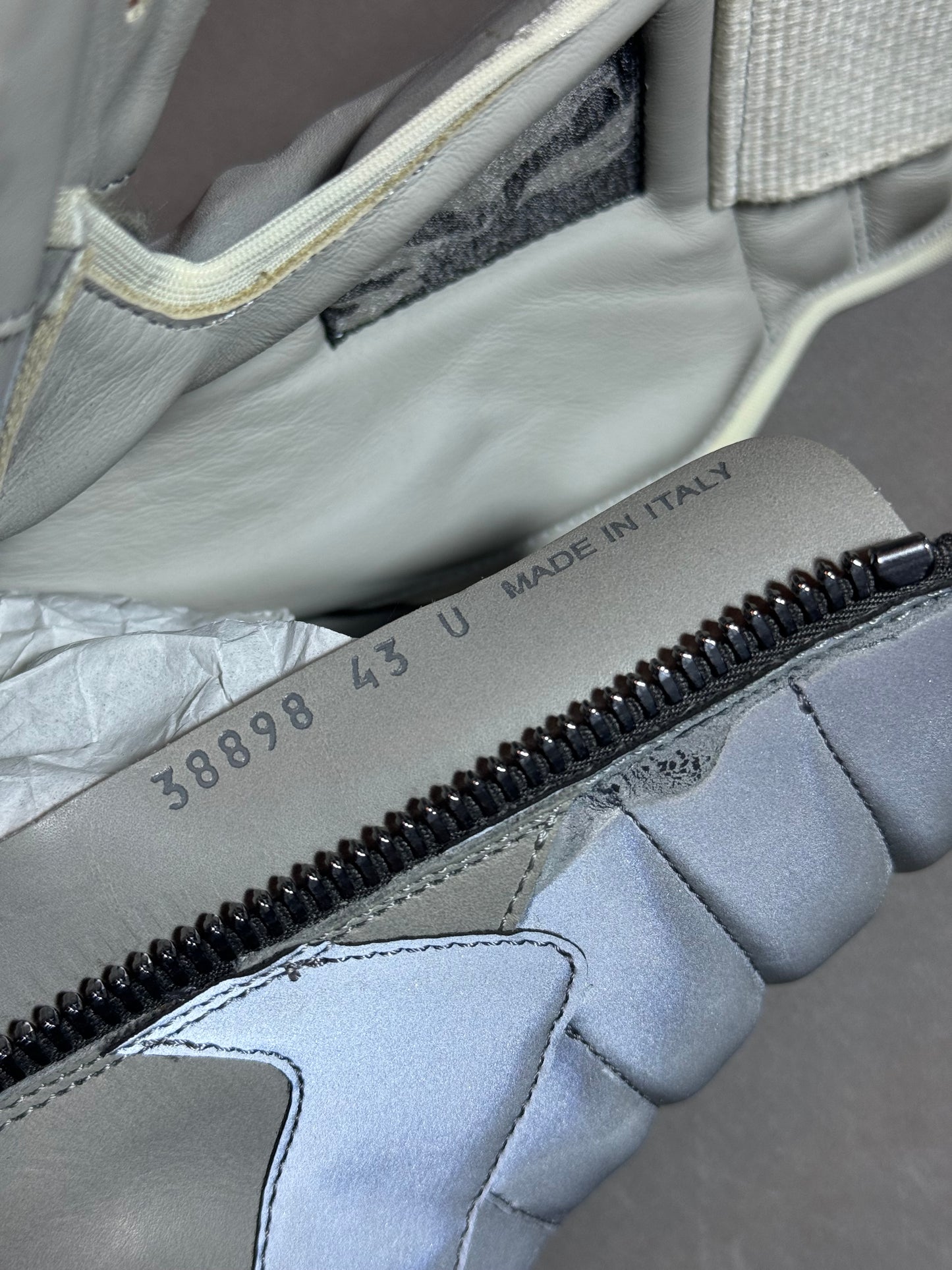 Rick Owens Pearl Grey Reflective Geobaskets