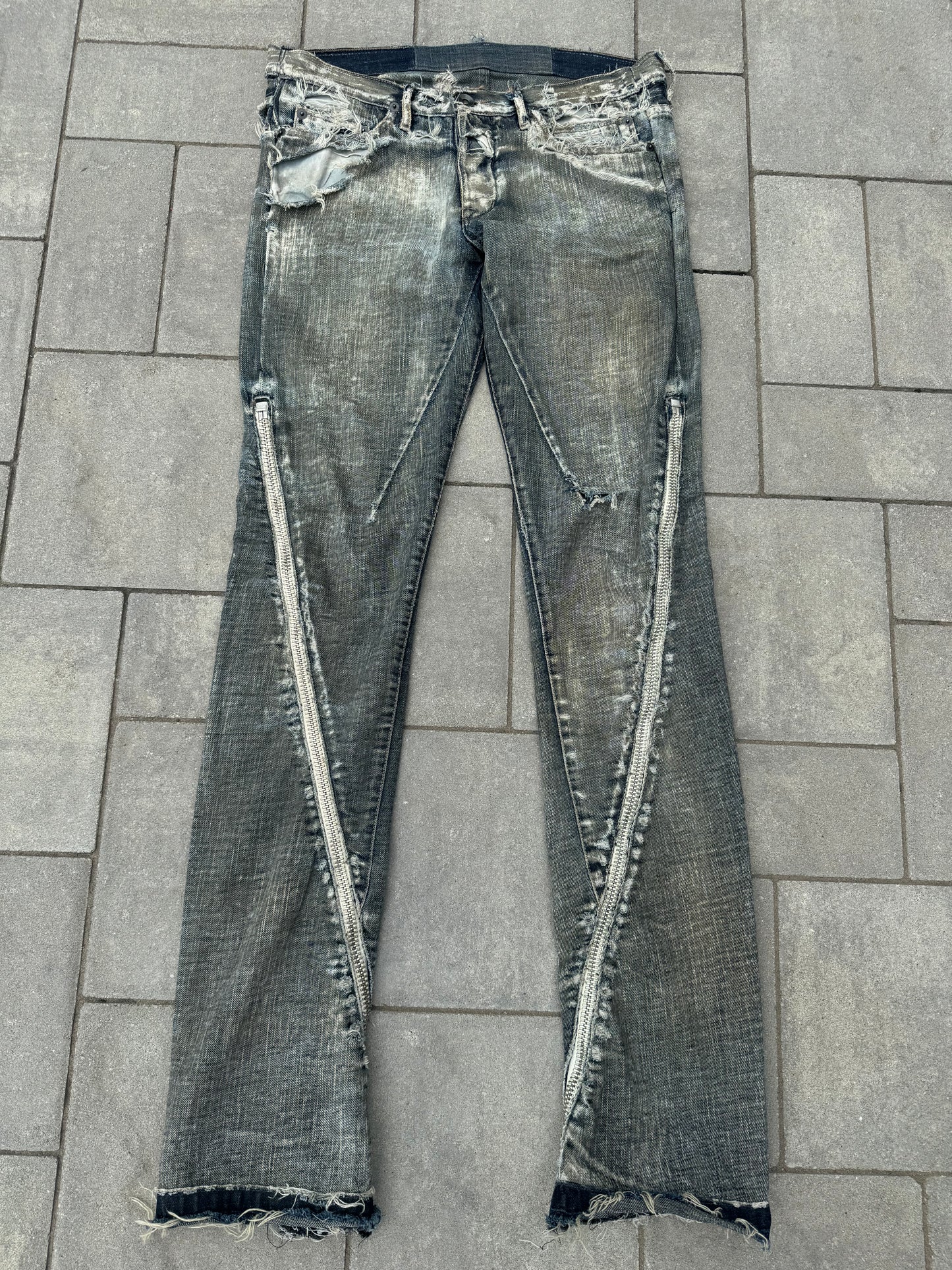 SS09 Rick Owens “Strutter” Acid Wash Banana Cut Denim