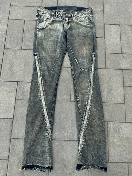 SS09 Rick Owens “Strutter” Acid Wash Banana Cut Denim