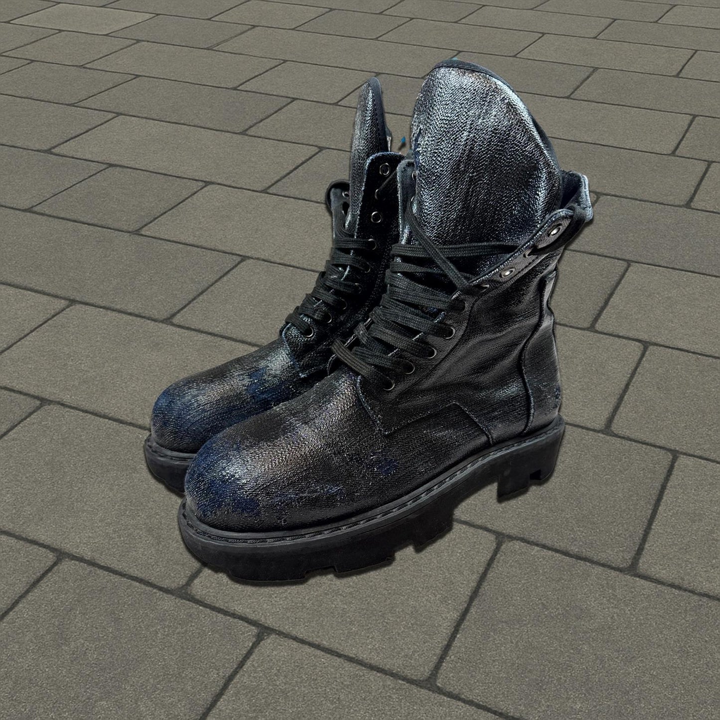 Rick Owens Black Waxed Megatooth Boots
