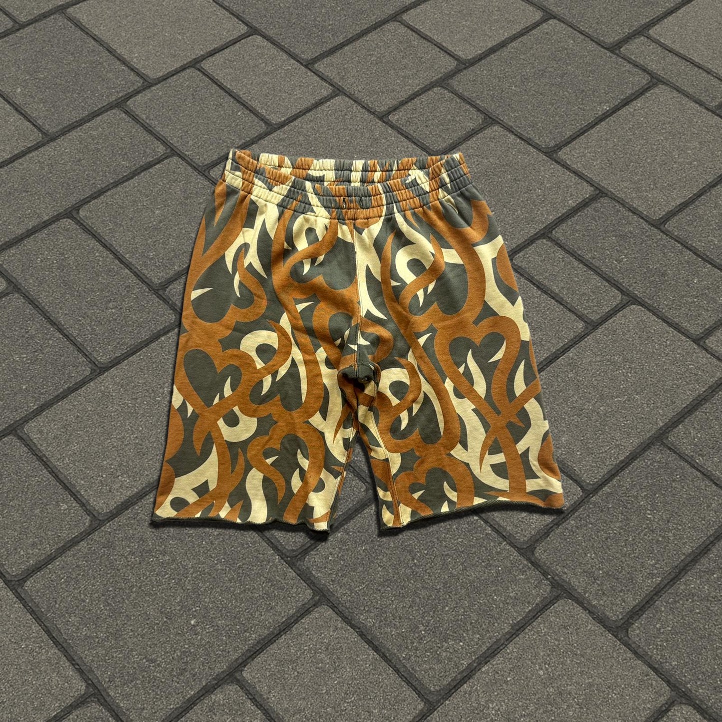 AW04 Number (N)ine Green Tribal Camo Shorts