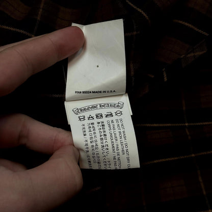 Chrome Hearts Brown Lamb Leather Cross Patch Flannel