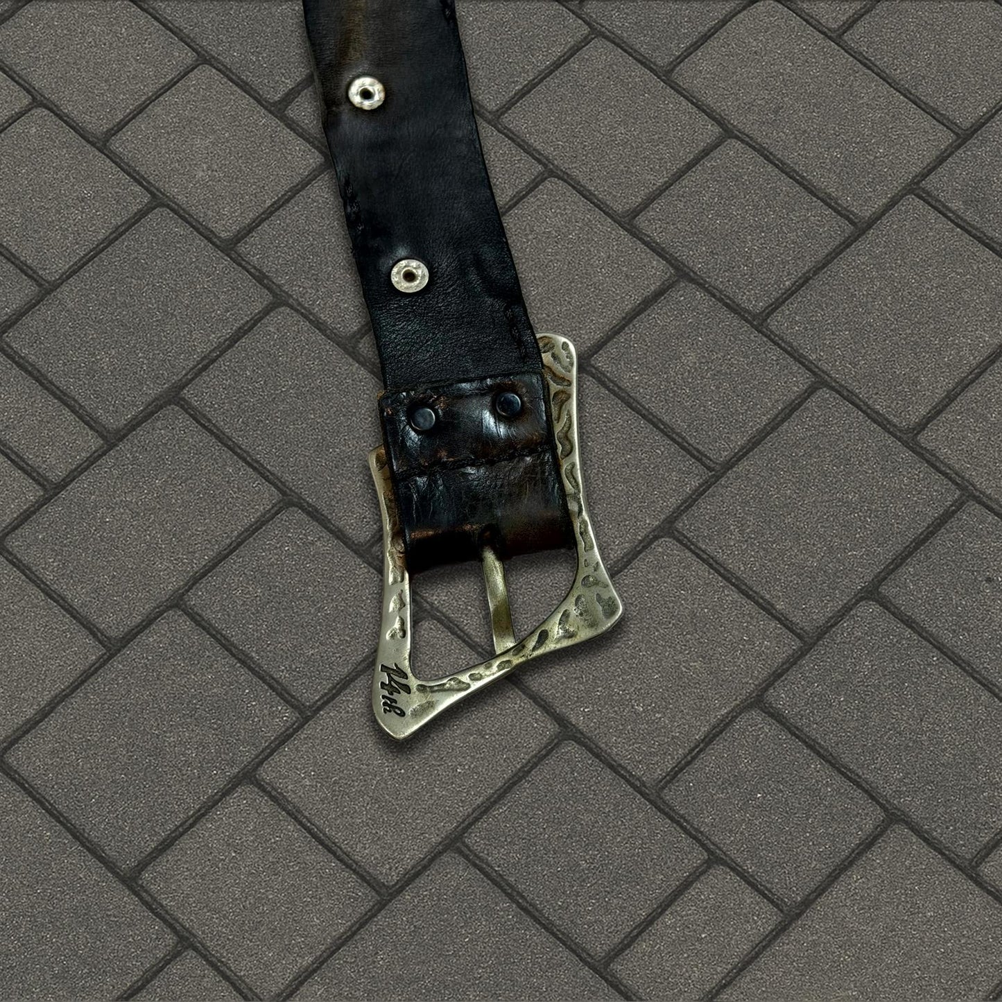 14th Addiction Scar Stitch Crocodile Leather Belt