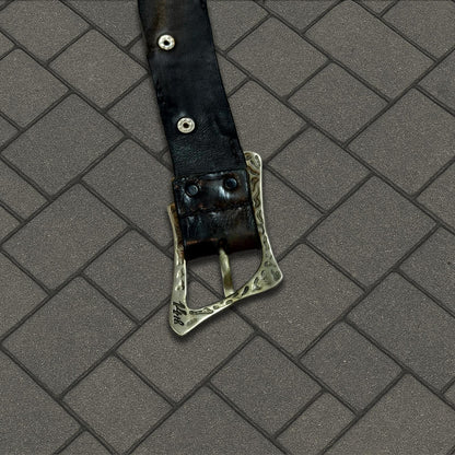 14th Addiction Scar Stitch Crocodile Leather Belt