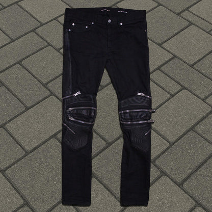 FW15 Saint Laurent Paris Zipper Knee Moto D04 Denim
