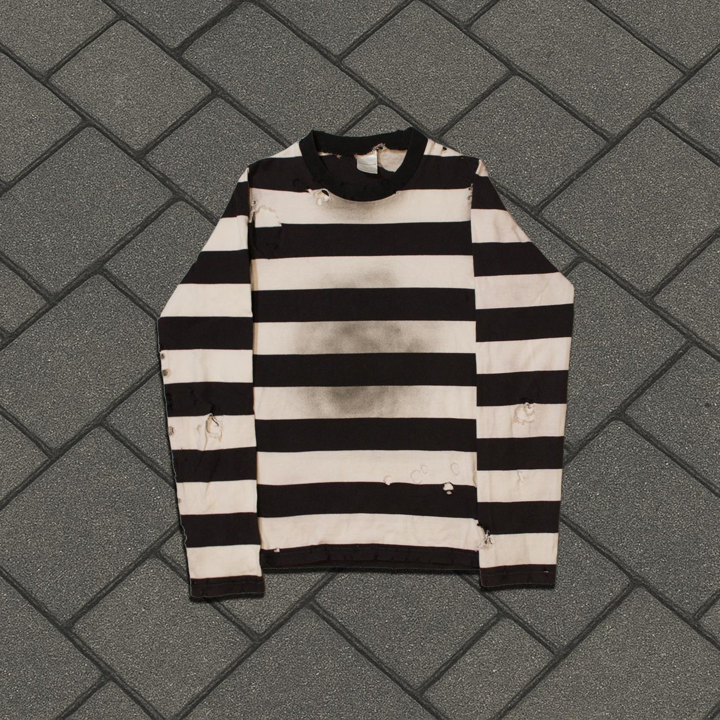 SS02 Number (N)ine ‘Modern Age’ Distressed Striped Shirt