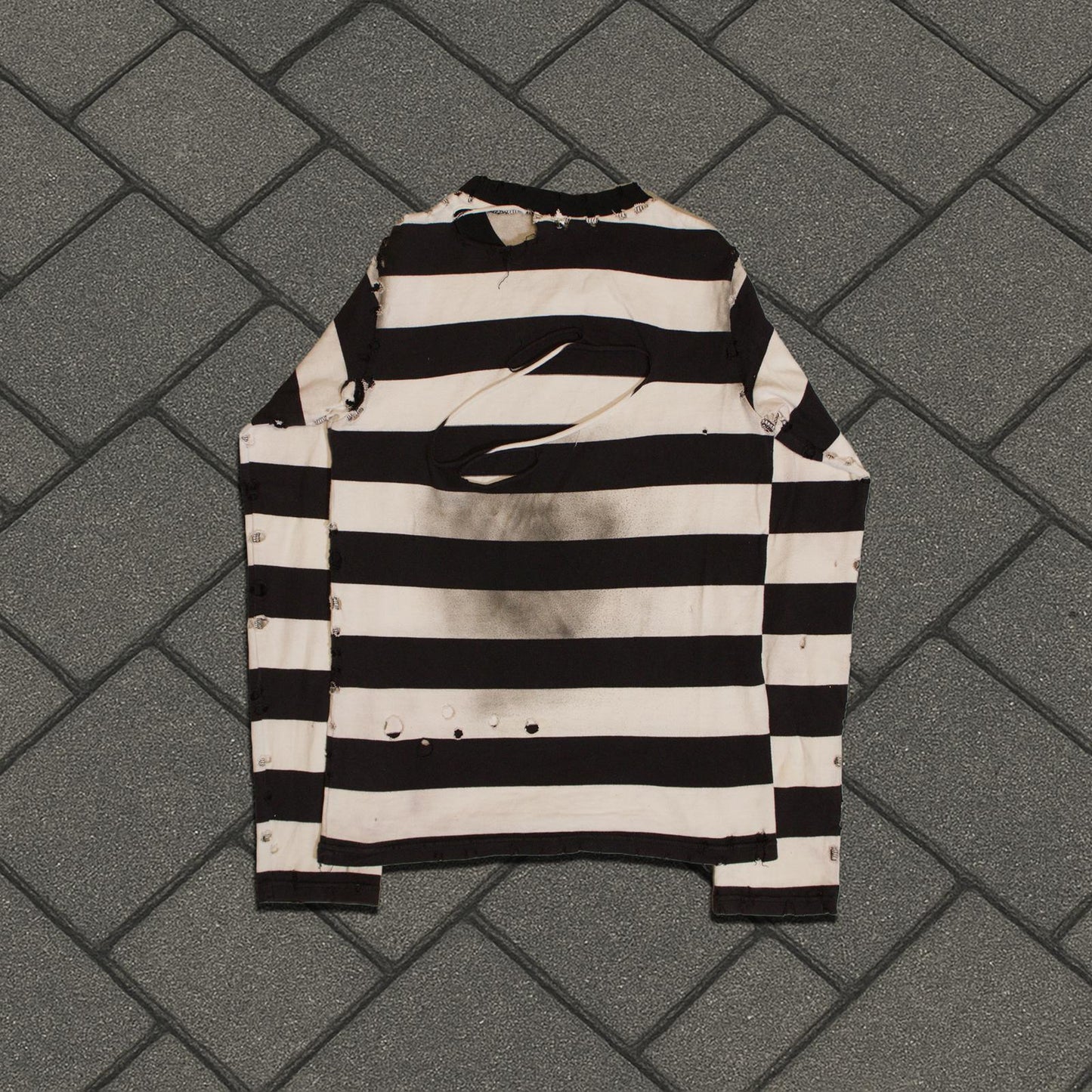 SS02 Number (N)ine ‘Modern Age’ Distressed Striped Shirt
