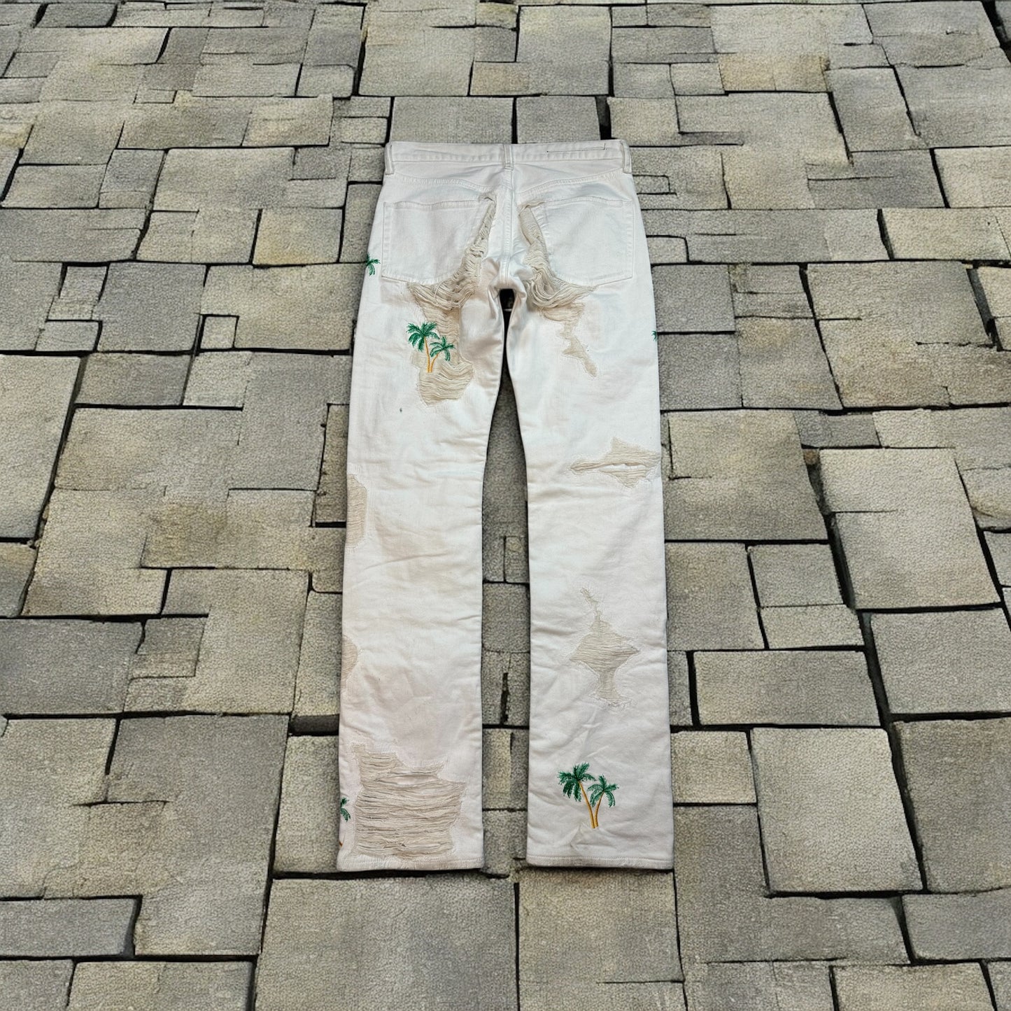 SS18 Vlone Runway White Palm Tree Denim