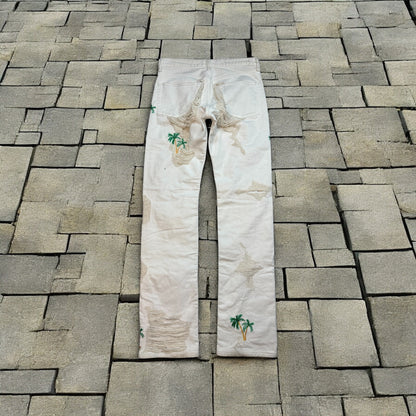 SS18 Vlone Runway White Palm Tree Denim