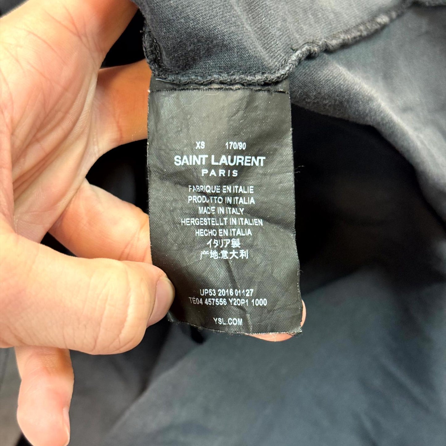 2016 Saint Laurent Paris Distressed Grey Tee