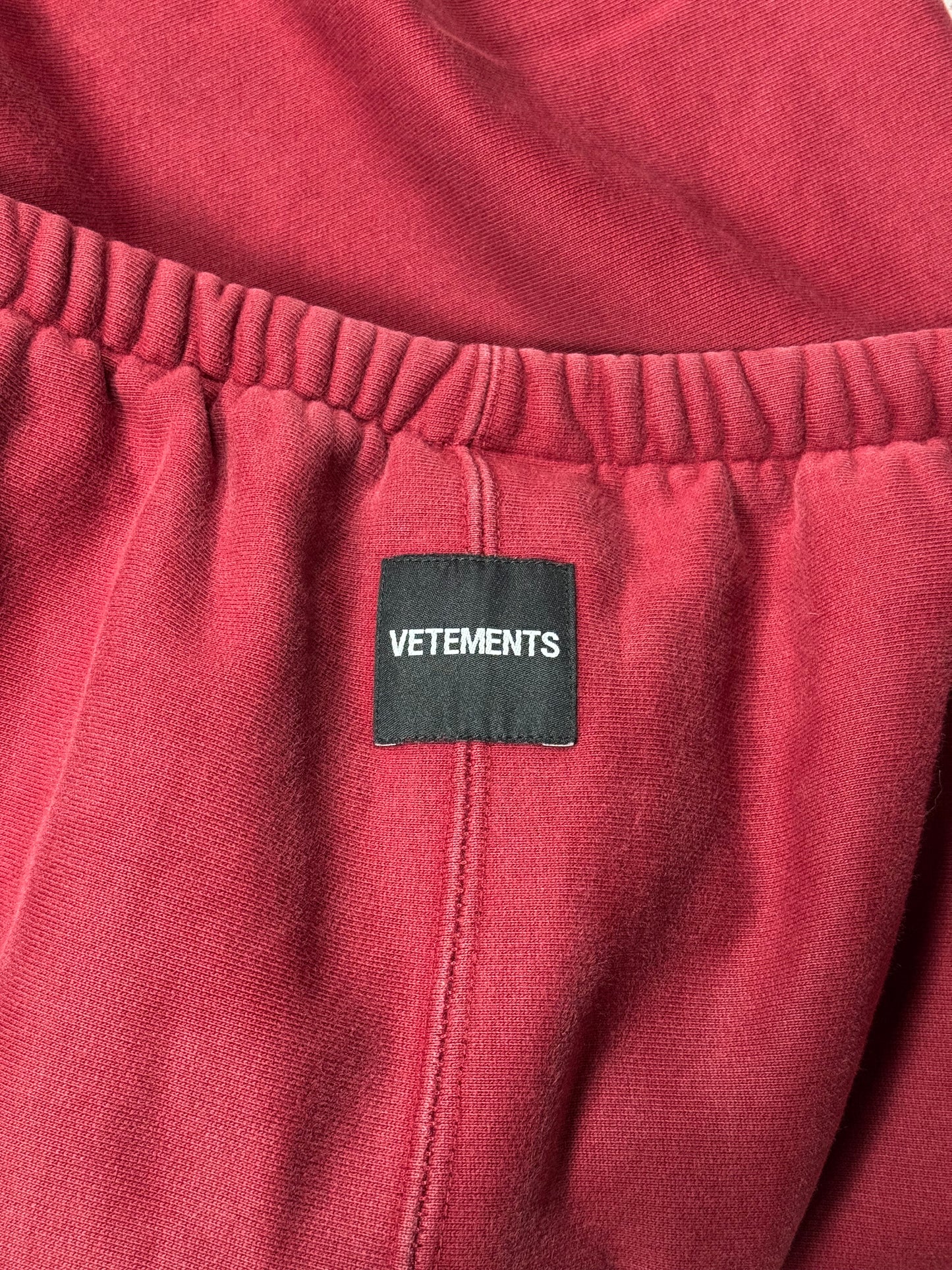 AW19 Vetements Red Spellout Sweatpants