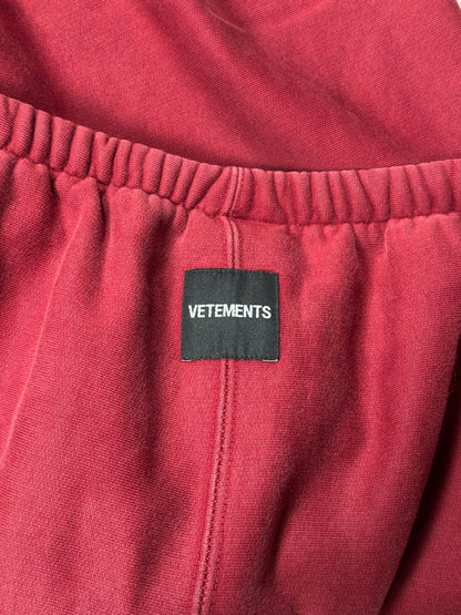 AW19 Vetements Red Spellout Sweatpants
