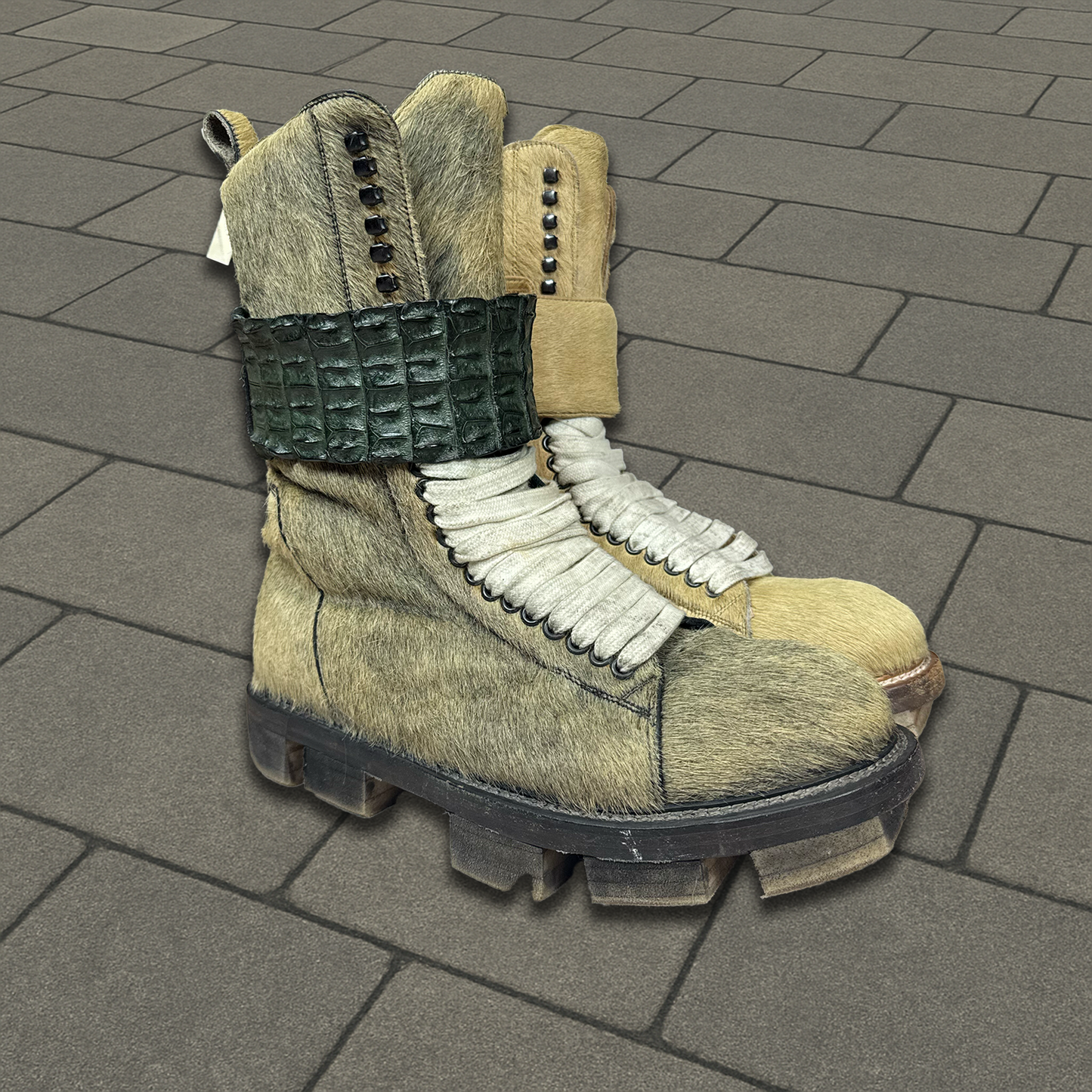 FW13 Rick Owens 1/1 Sample Ponyhair Megatooth Hiking Boots