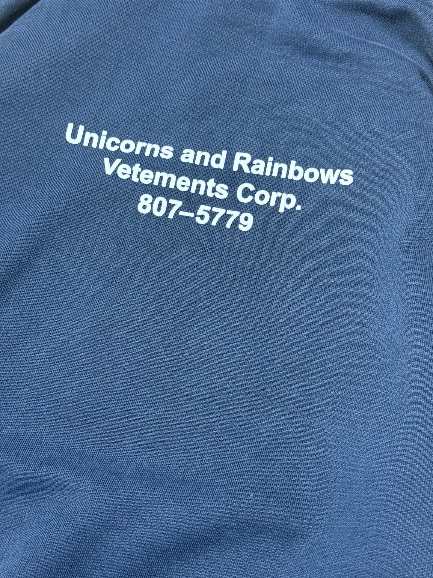 Vetements Navy Unicorn Hoodie