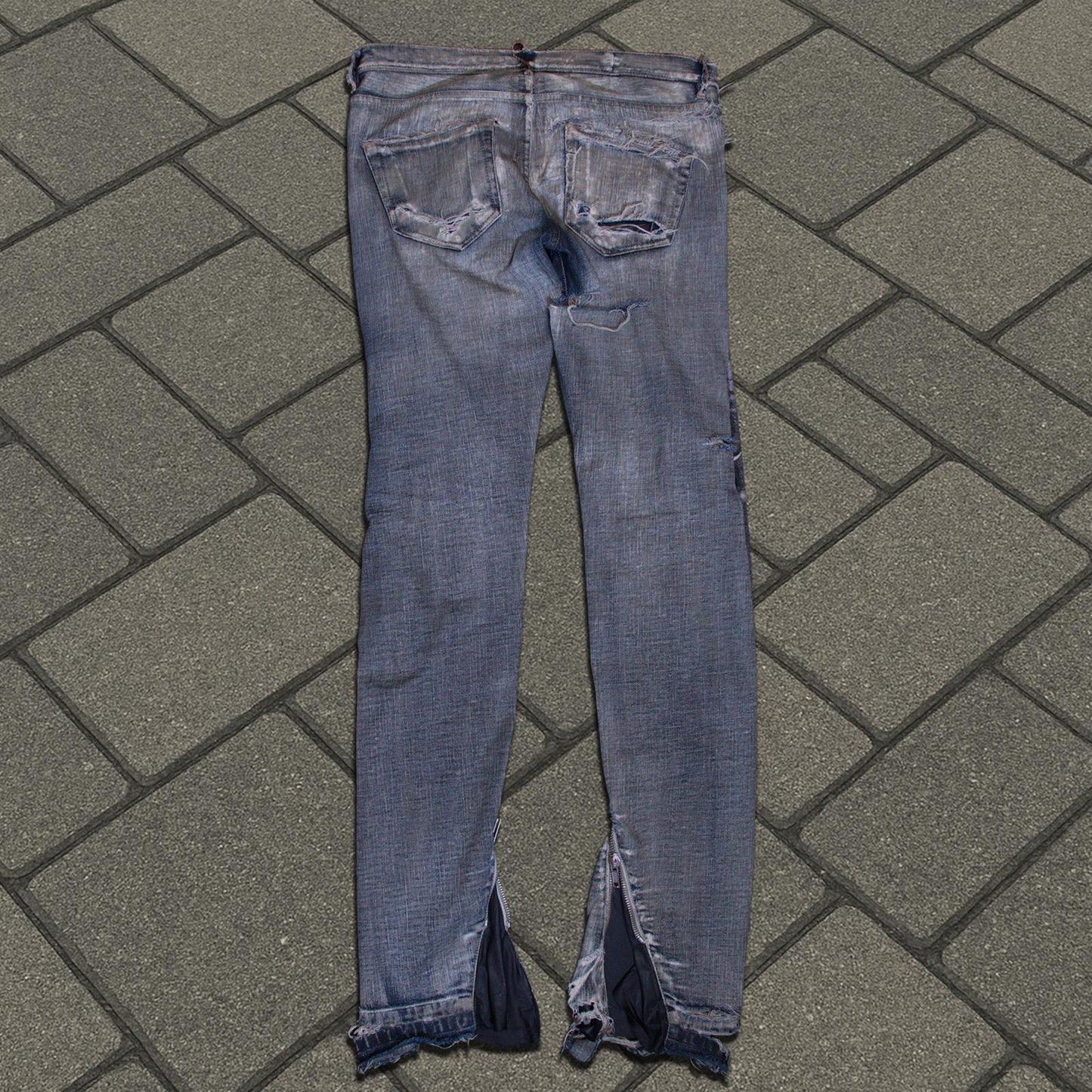 SS09 Rick Owens Acid Wash Banana Cut Denim