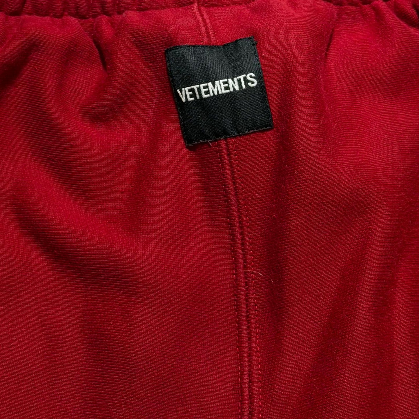 AW18 Vetements Red Spellout Sweatpants
