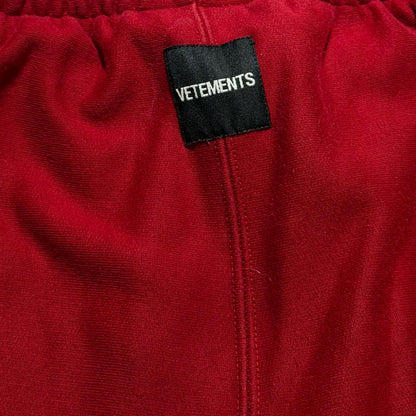 AW18 Vetements Red Spellout Sweatpants