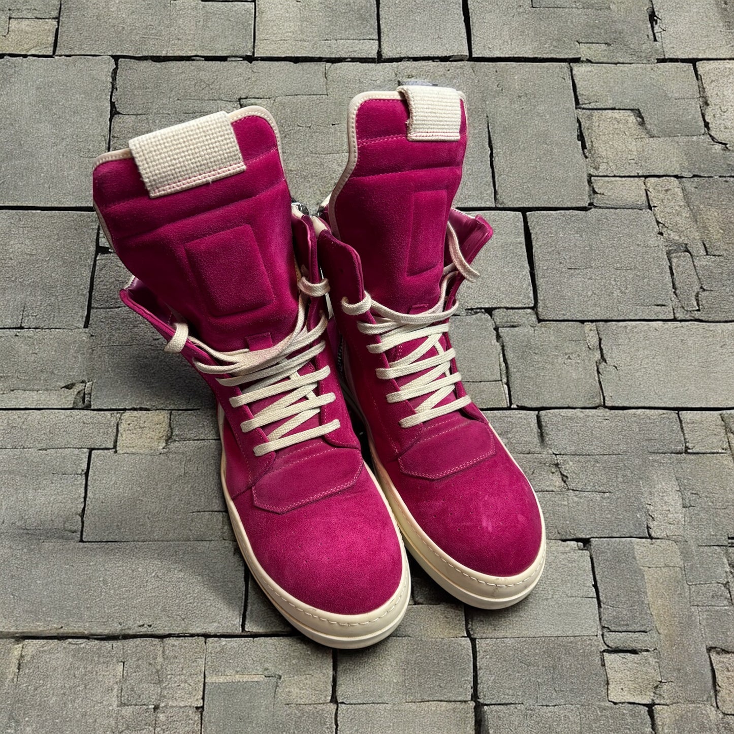 SS23 Rick Owens Pink Suede Geobaskets