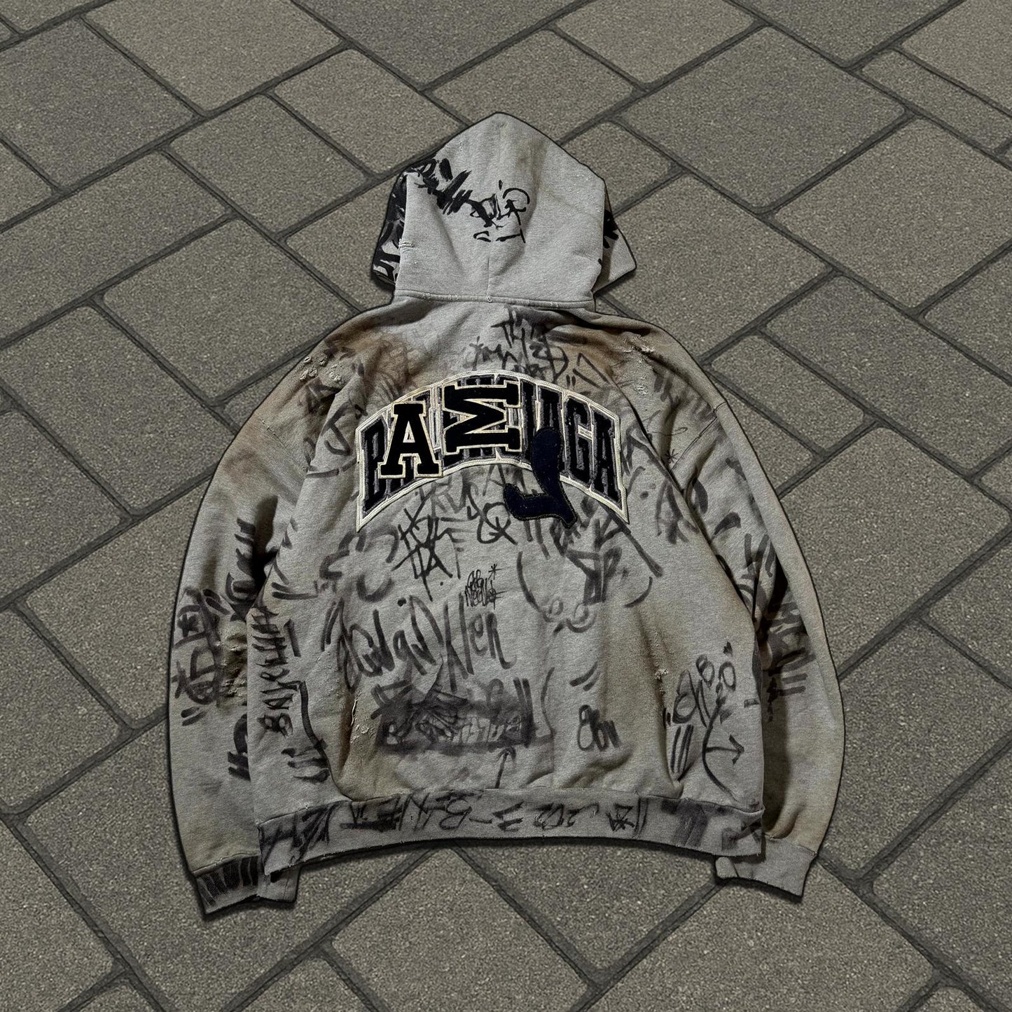 SS23 Balenciaga Grey Skater Zip Up Hoodie