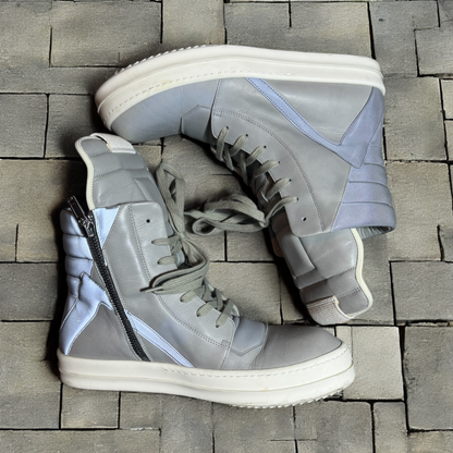 Rick Owens Pearl Grey Reflective Geobaskets