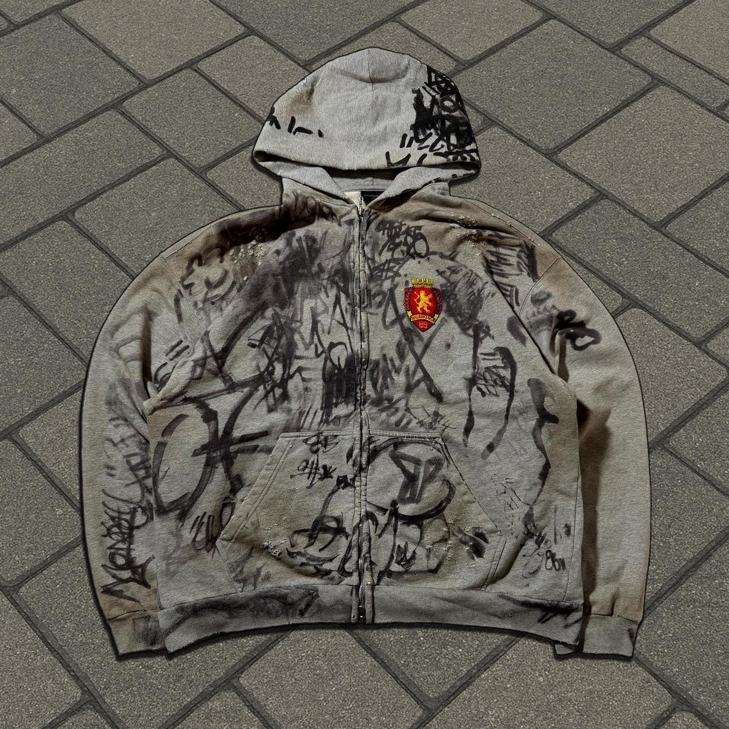 SS23 Balenciaga Grey Skater Zip Up Hoodie