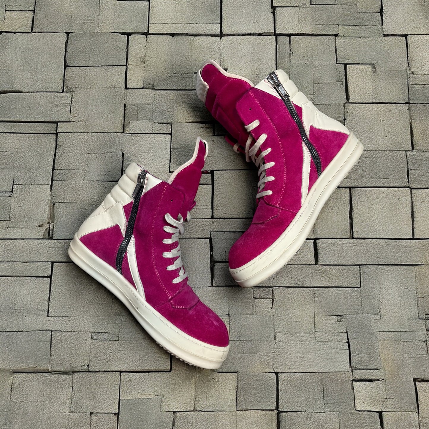 SS23 Rick Owens Pink Suede Geobaskets